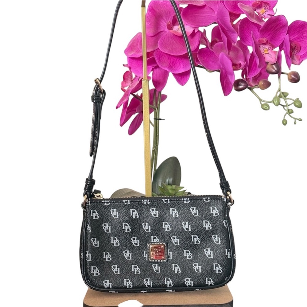 Dooney & Bourke Black Monogram Shoulder Bag small wristlet wallet designer purse
